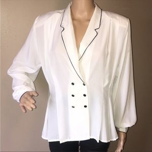Vintage 80s double breasted nautical feel blouse L